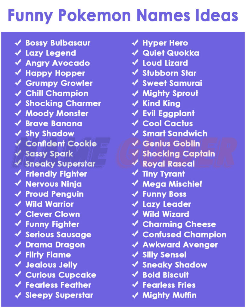 Funny Pokemon Names Ideas