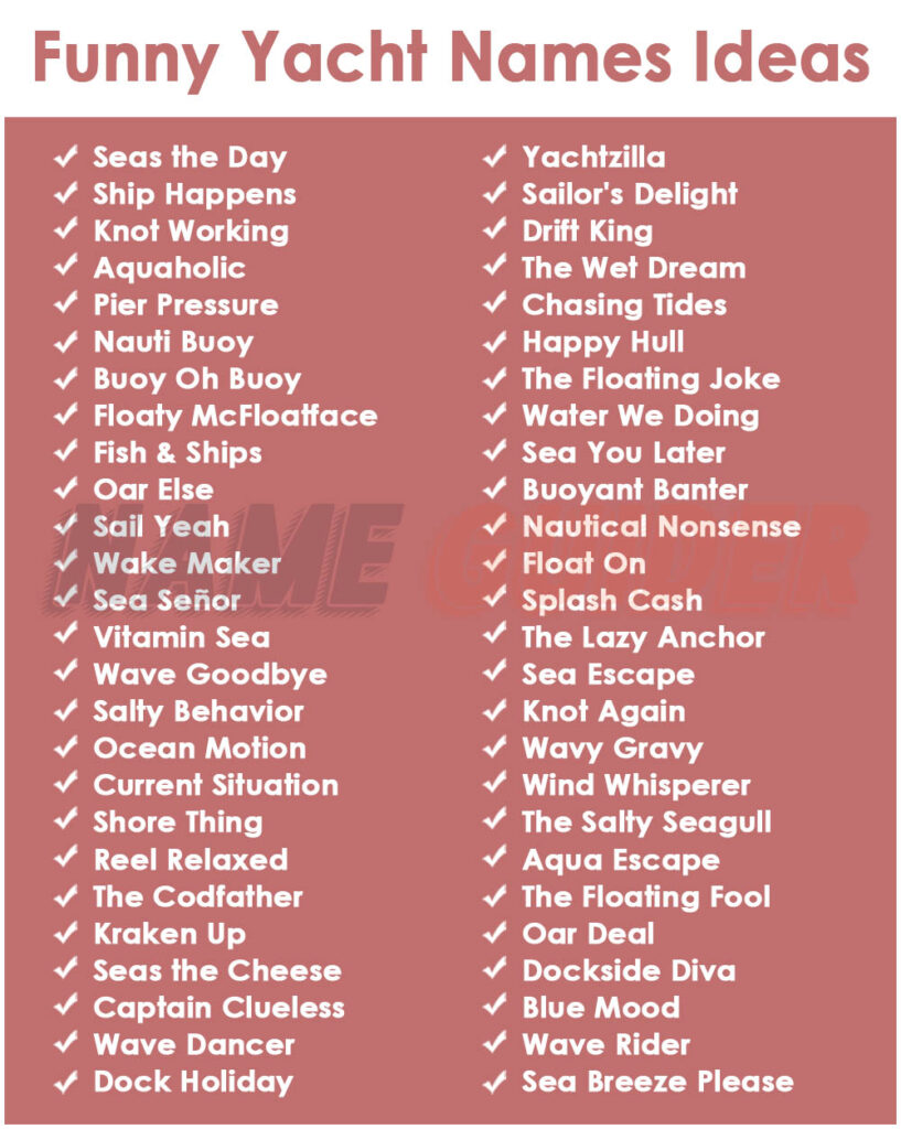 Funny Yacht Names Ideas