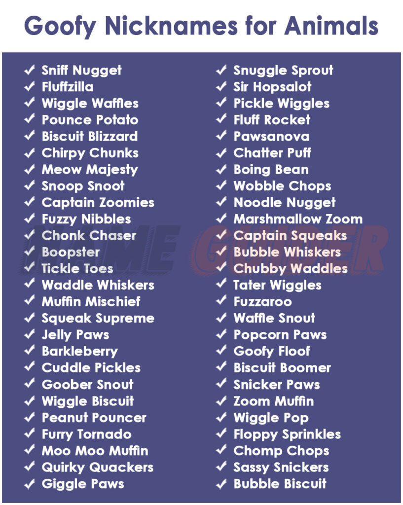 Goofy Nicknames for Animals