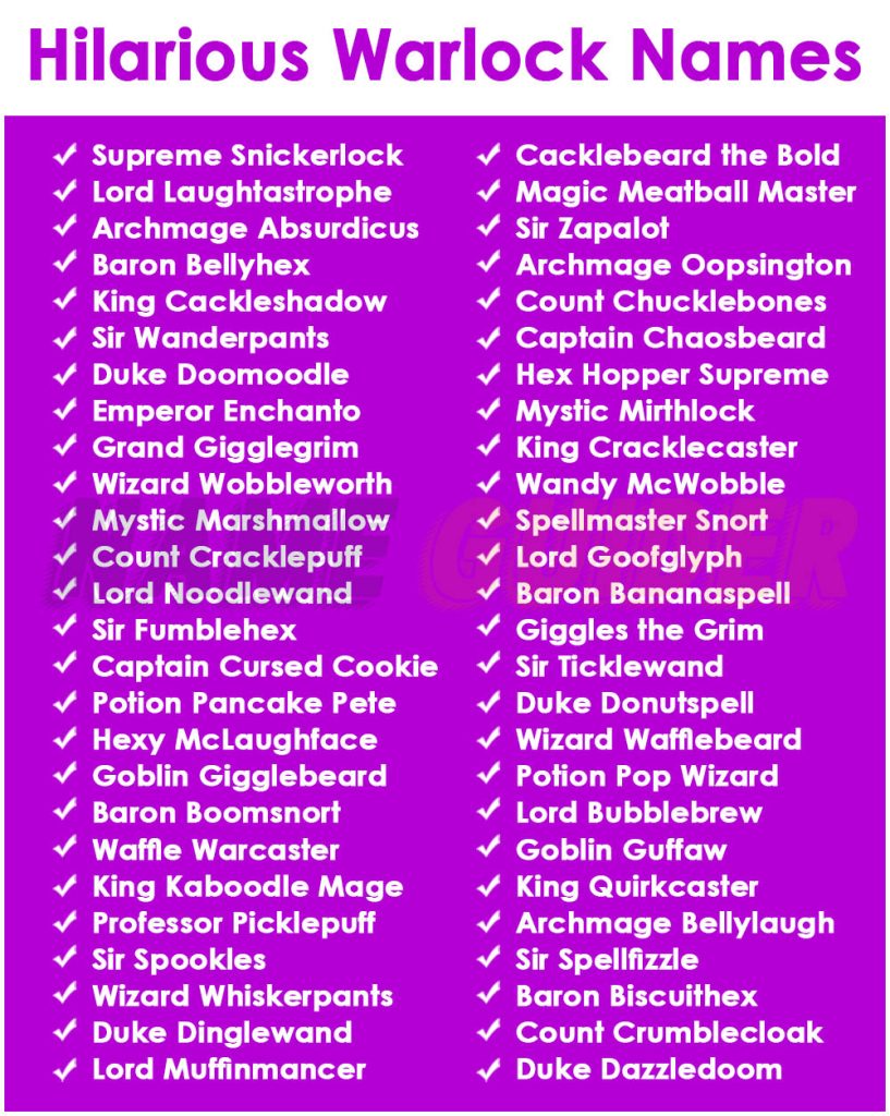 Hilarious Warlock Names