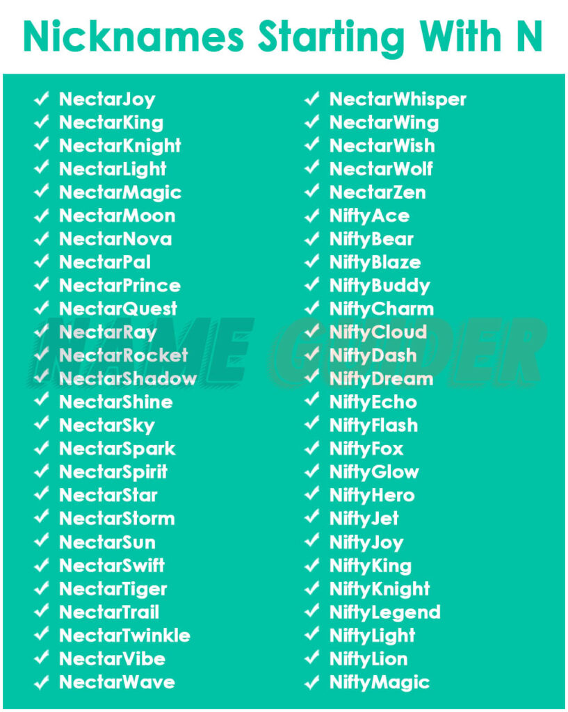 Nickname Starting With N