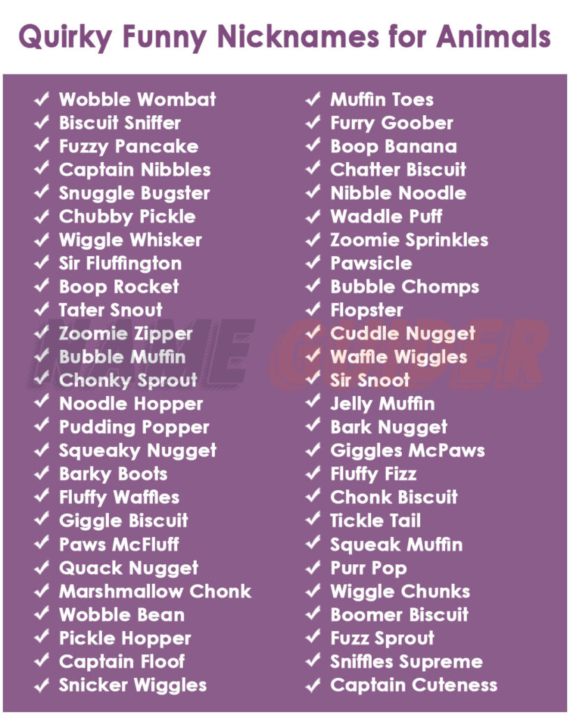 Quirky Funny Nicknames for Animals