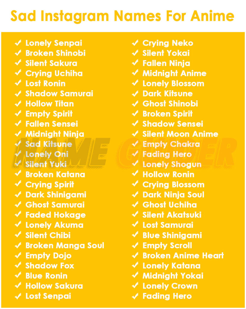 Sad Instagram Names For Anime