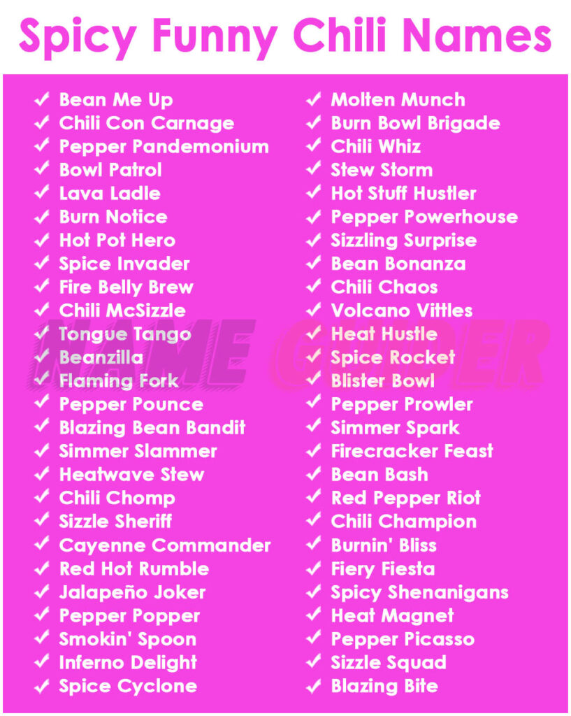 Spicy Funny Chili Names