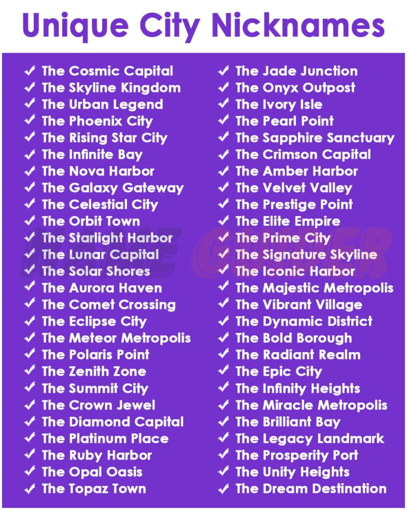 Unique City Nicknames