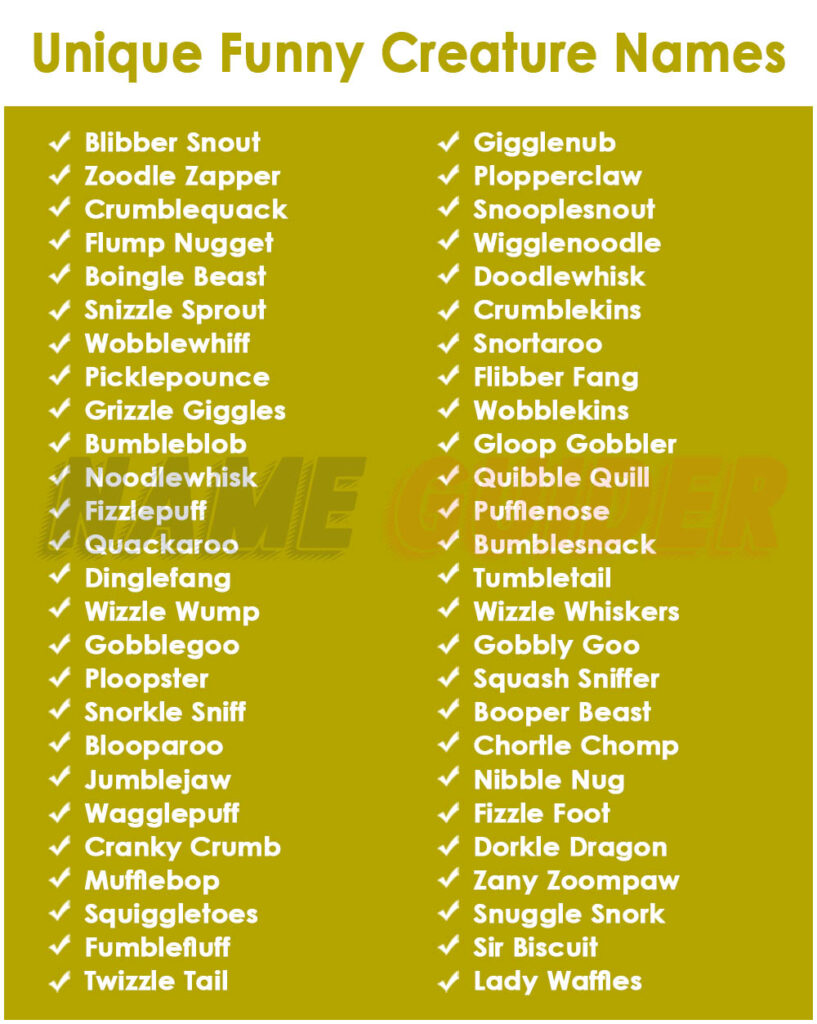 Unique Funny Creature Names