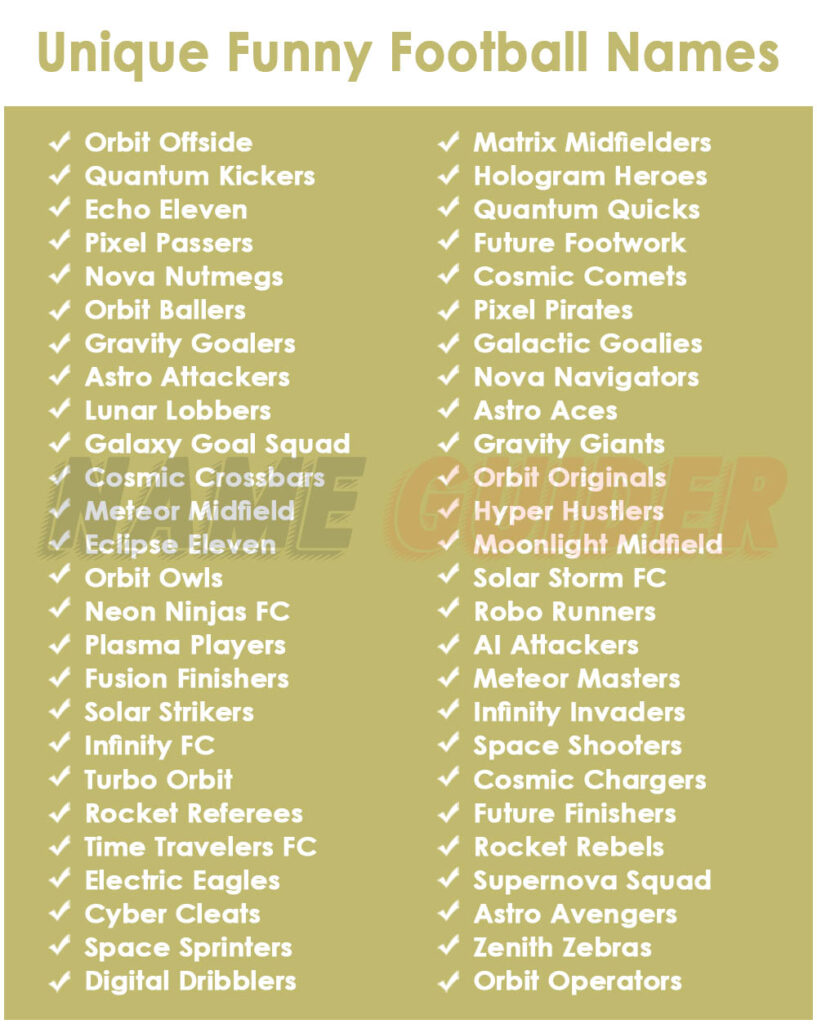 Unique Funny Football Names