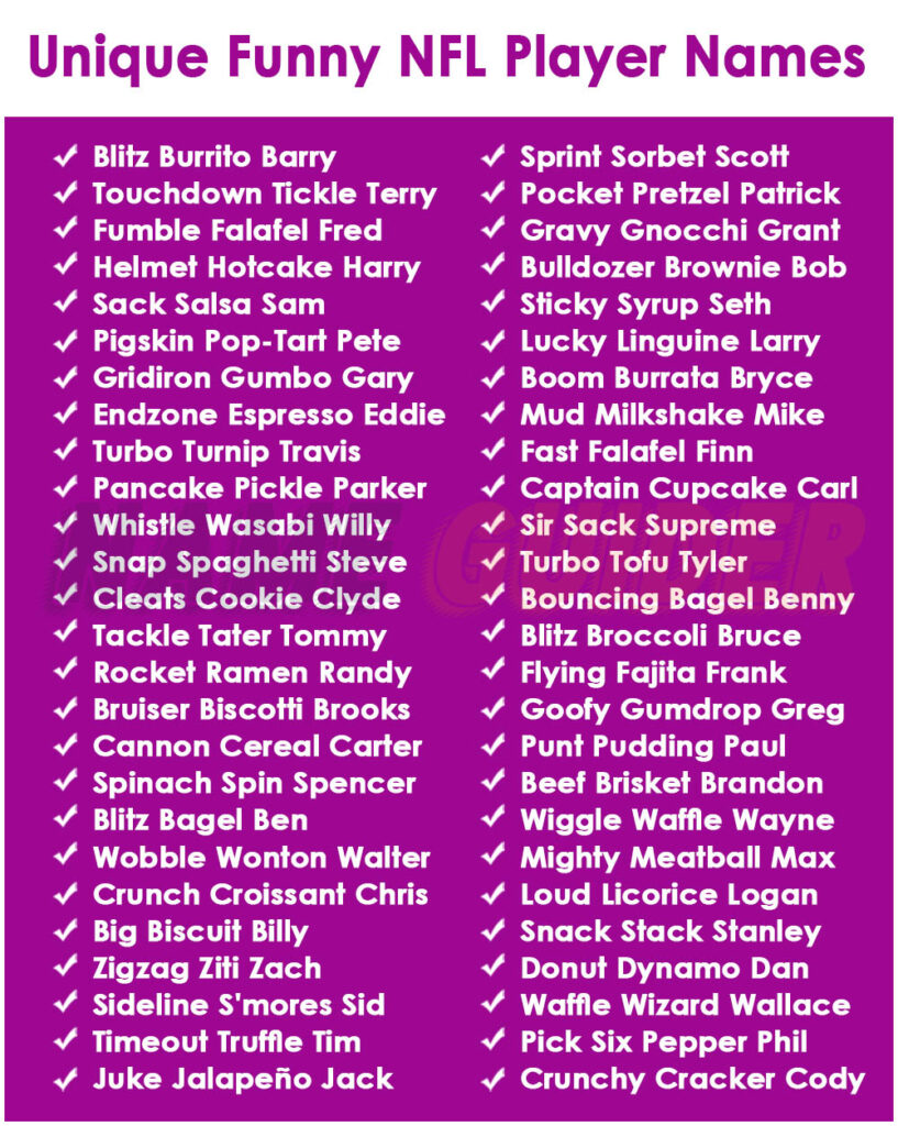 Unique Funny NFL Player Names