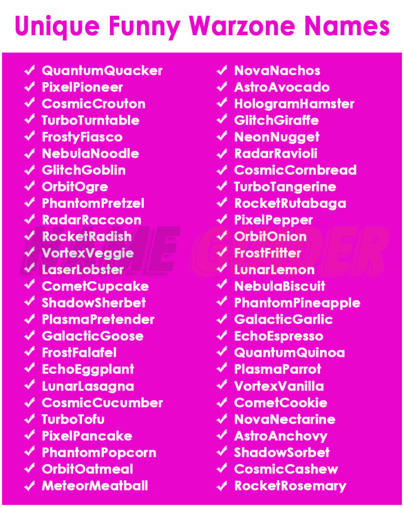 Unique Funny Warzone Names