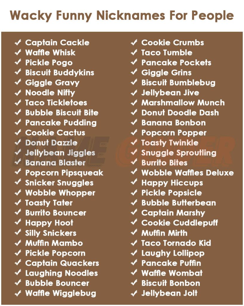Wacky Funny Nicknames For People