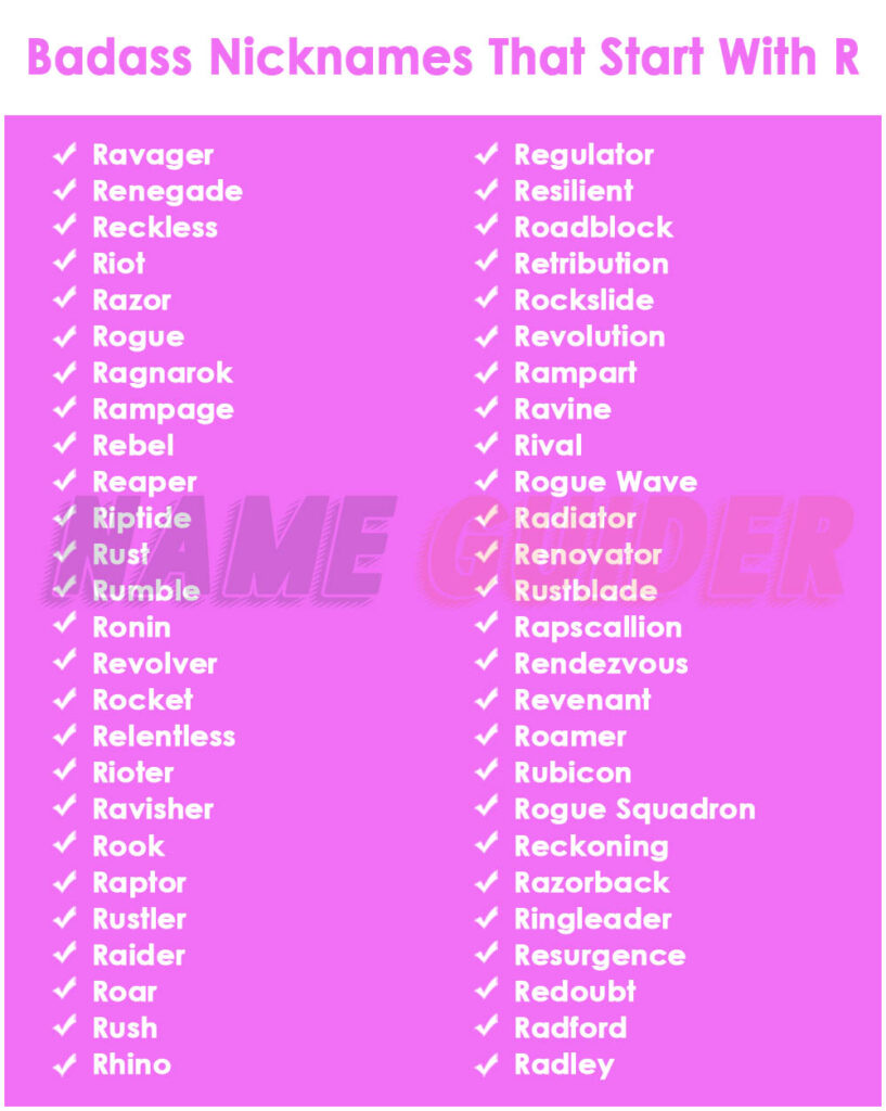 Badass Nicknames That Start With R