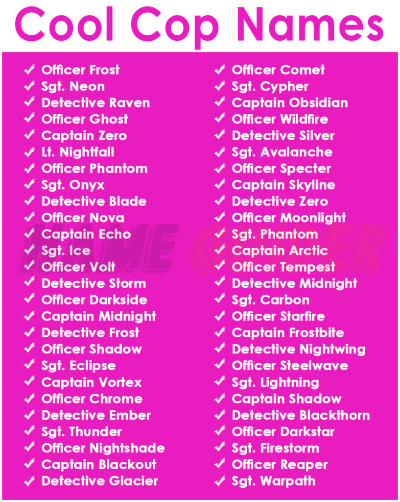 Cool Cop Names