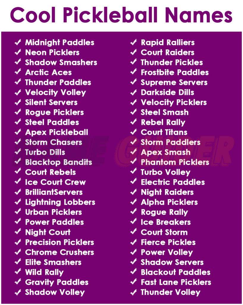 Cool Pickleball Names
