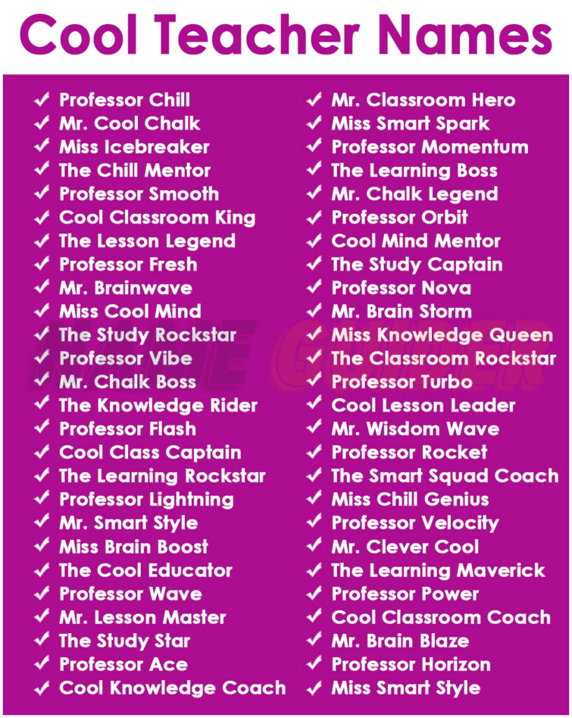 Cool Teacher Names