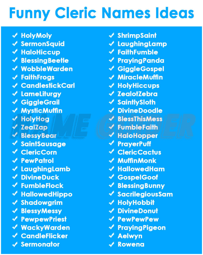 Funny Cleric Names Ideas​