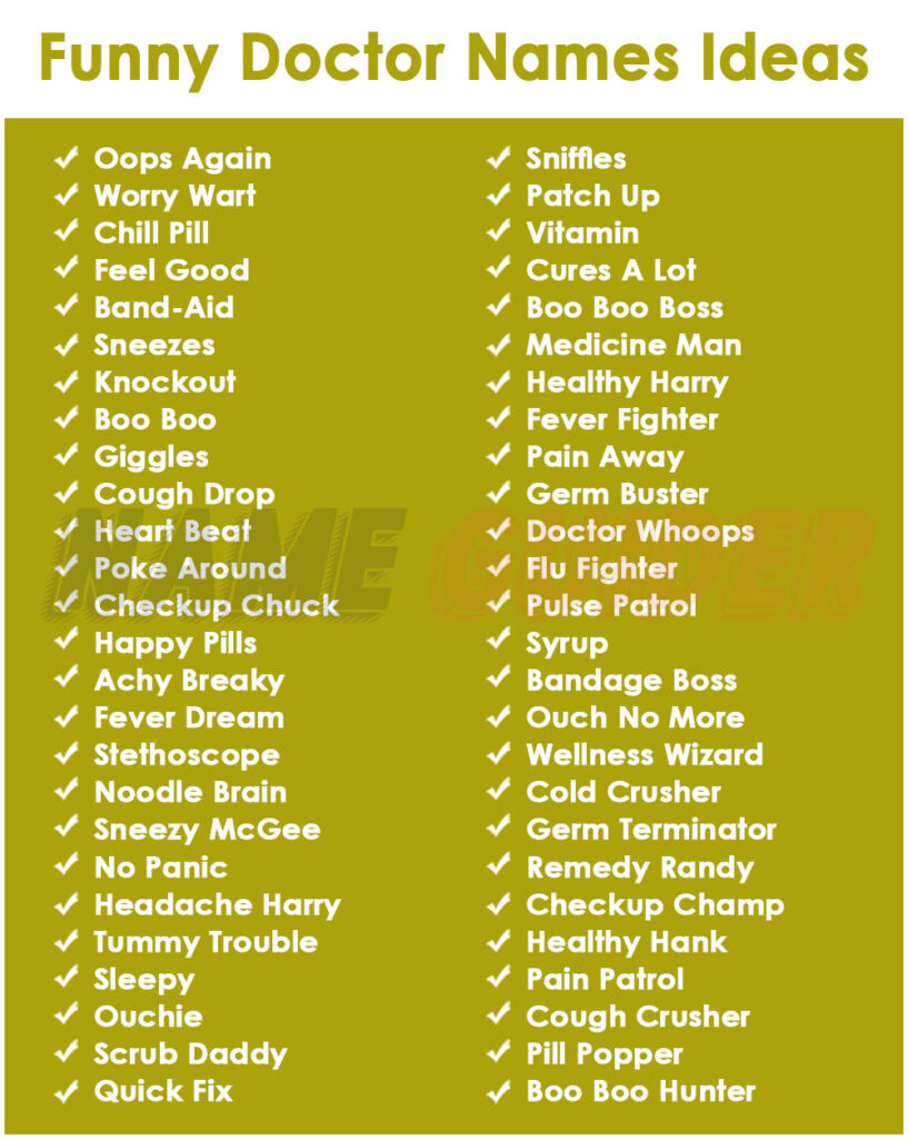 Funny Doctor Names Ideas​