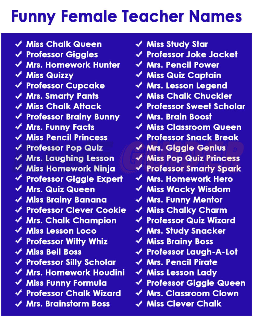 Funny Female Teacher Names