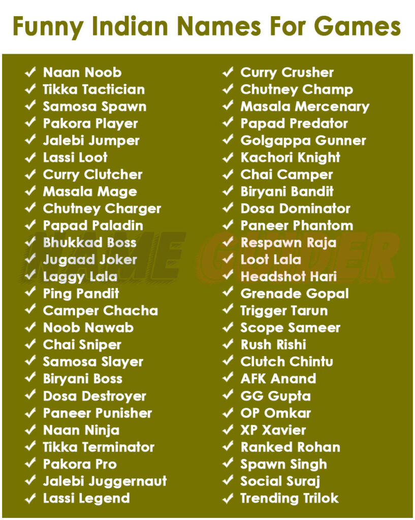 Funny Indian Names For Games