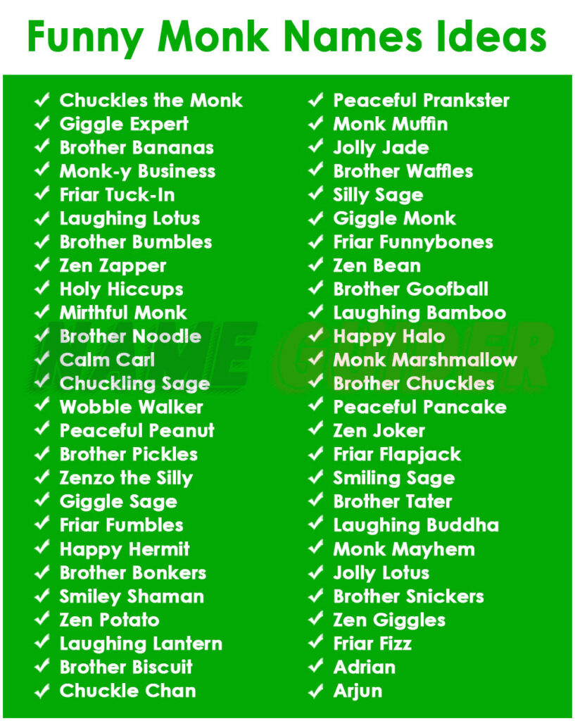 Funny Monk Names Ideas