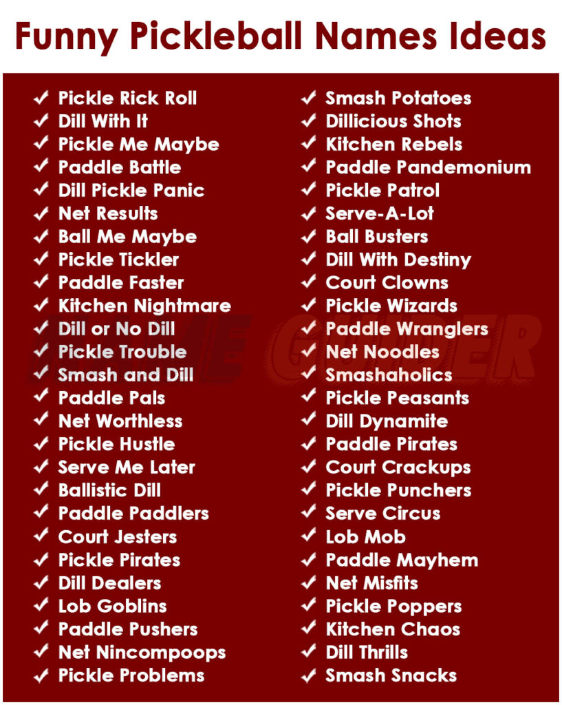 Funny Pickleball Names Ideas