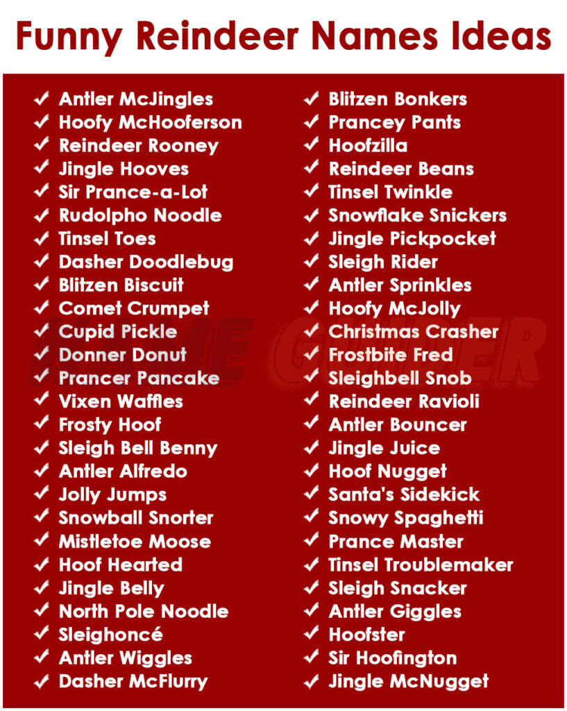 Funny Reindeer Names Ideas