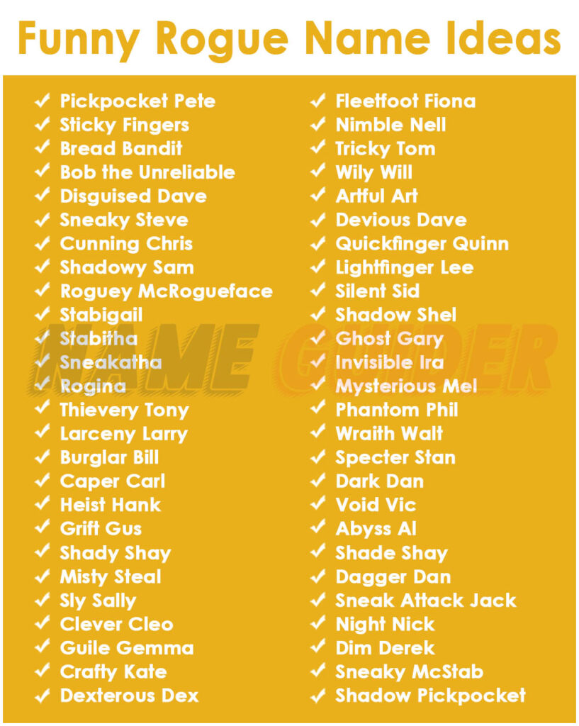 Funny Rogue Name Ideas