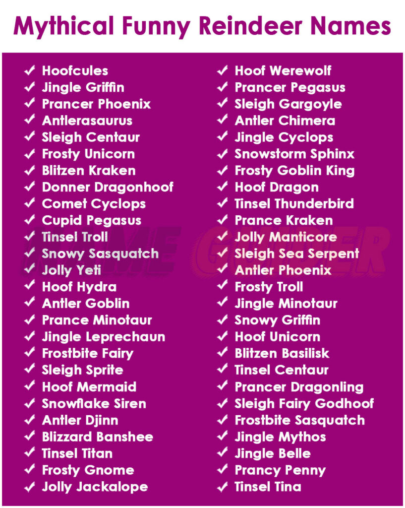 Mythical Funny Reindeer Names