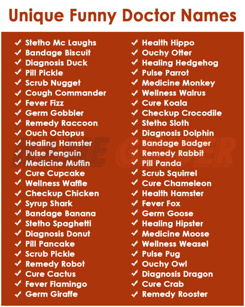 Unique Funny Doctor Names