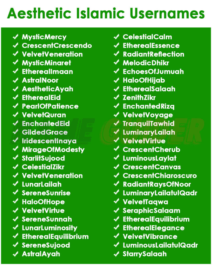 Aesthetic Islamic Usernames