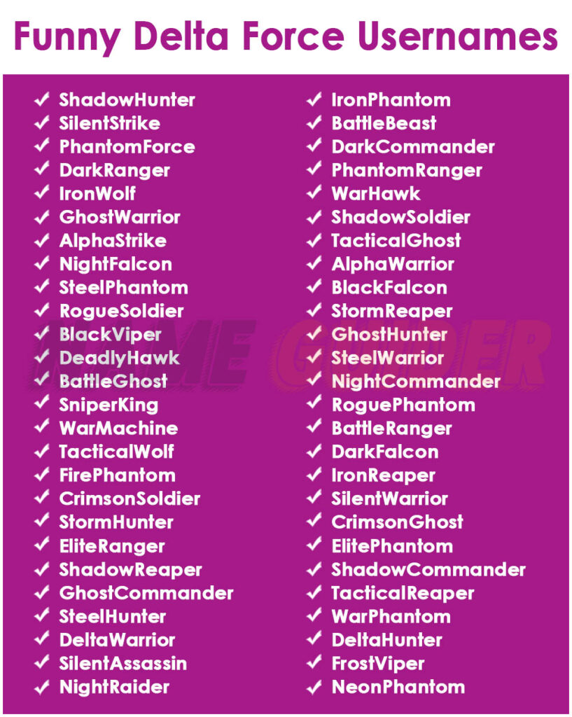 Funny Delta Force Usernames