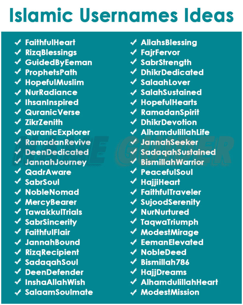 Islamic Usernames Ideas